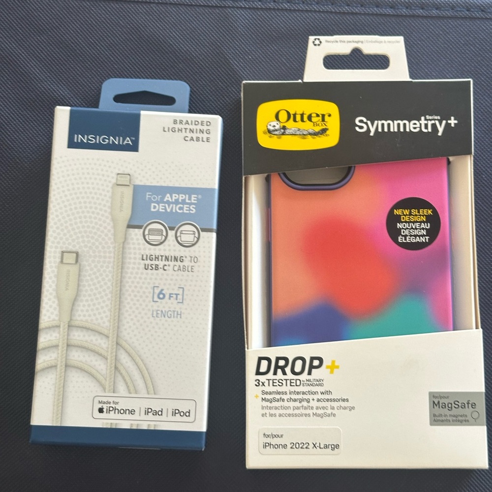 OtterBox Symmetry Series Case for iPhone 2022 XL apple MagSafe & lightning cable